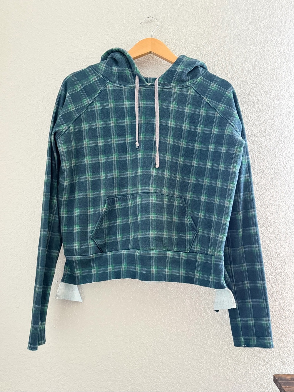 Frank & Eileen Tee Lab Hoodie Limited Edition Navy and Green Plaid Print Medium